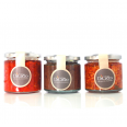 Kit apéro - Crème d'olives noires, crème de tomates séchées, bruschetta ail, huile et piment